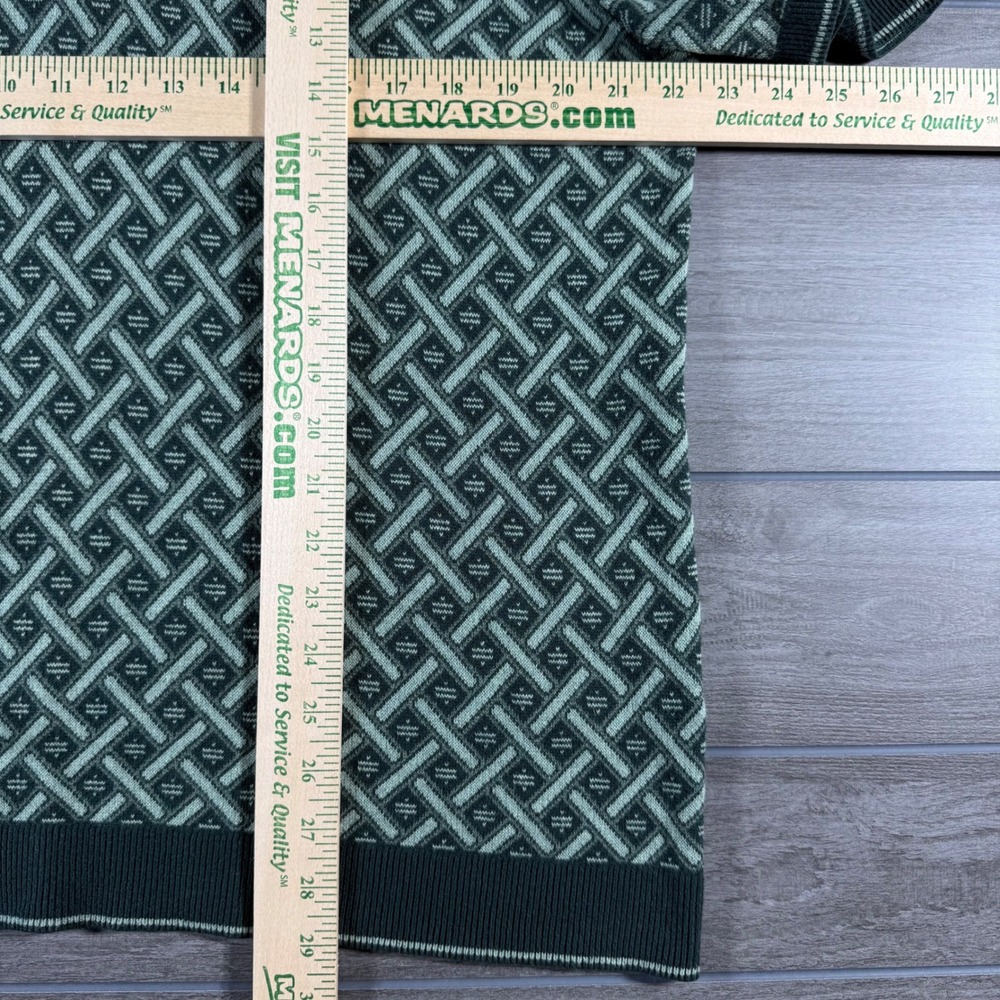 Abercrombie & Fitch Knit Polo XL Green Geometric Lattice Short Sleeve Sweater - Picture 3 of 6